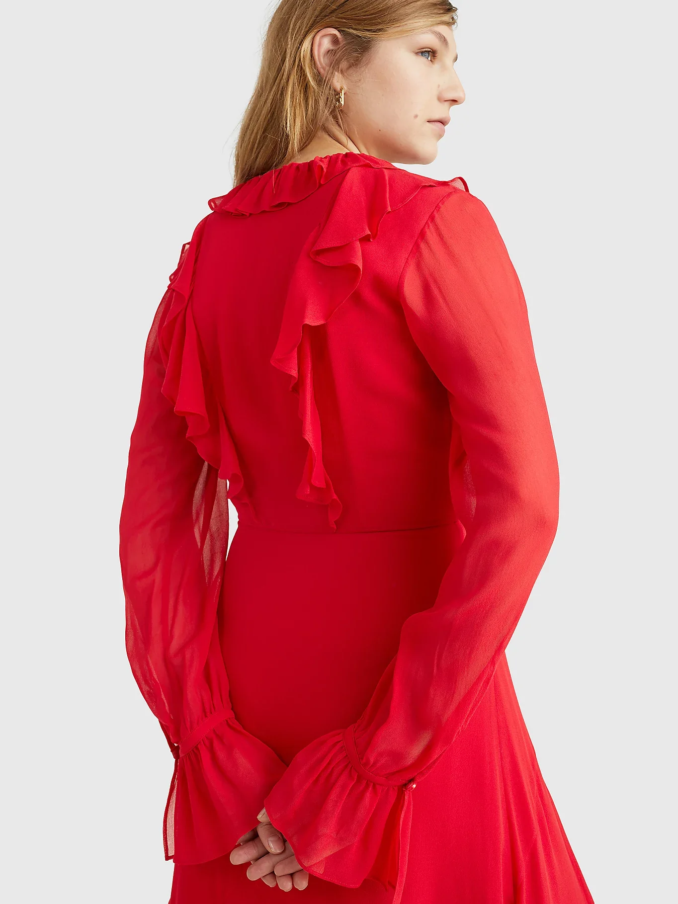 Tommy Hilfiger - Viscose Ruffle Slim Fit Midi Dress - Image 3