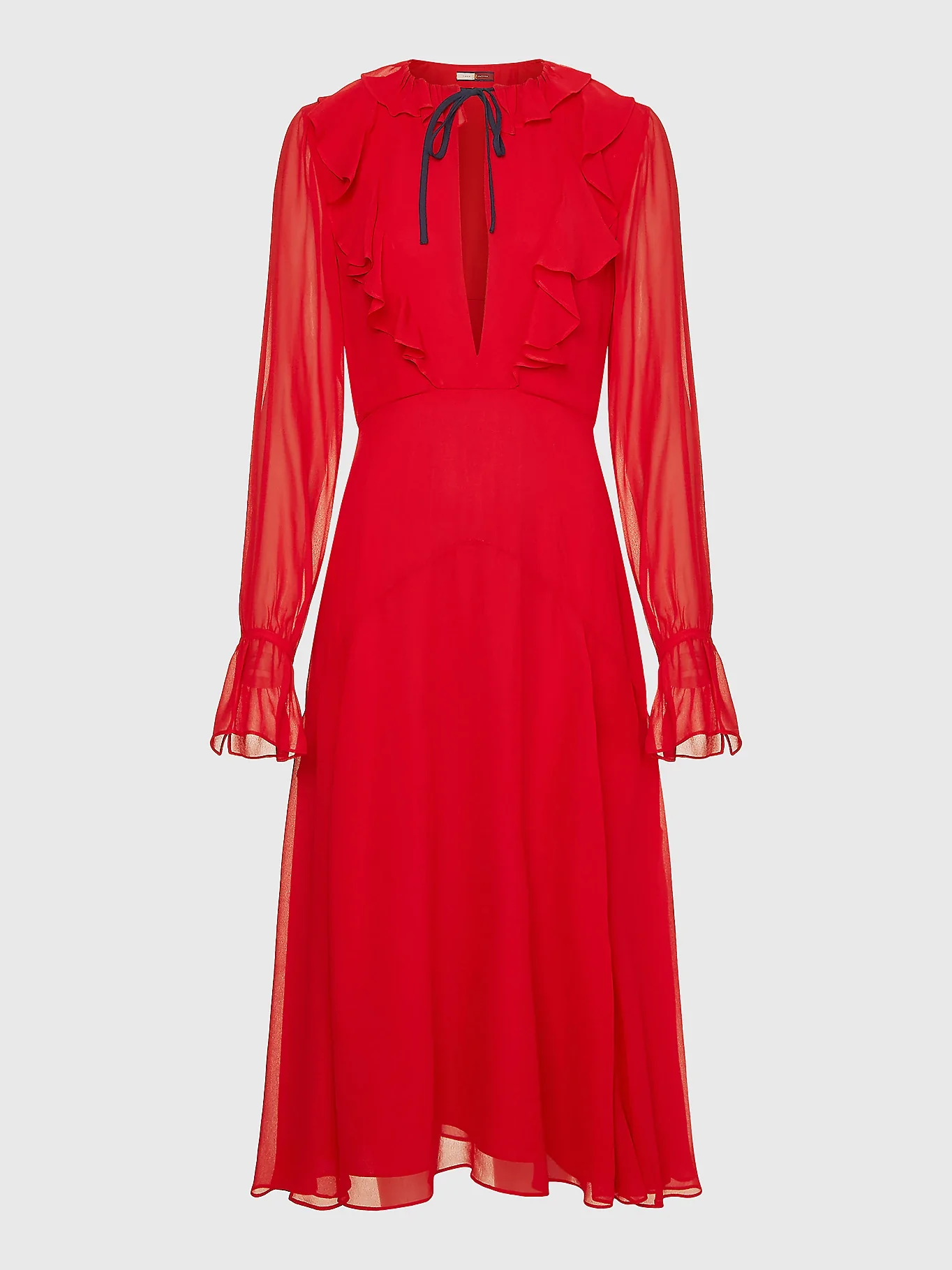 Tommy Hilfiger - Viscose Ruffle Slim Fit Midi Dress - Image 5