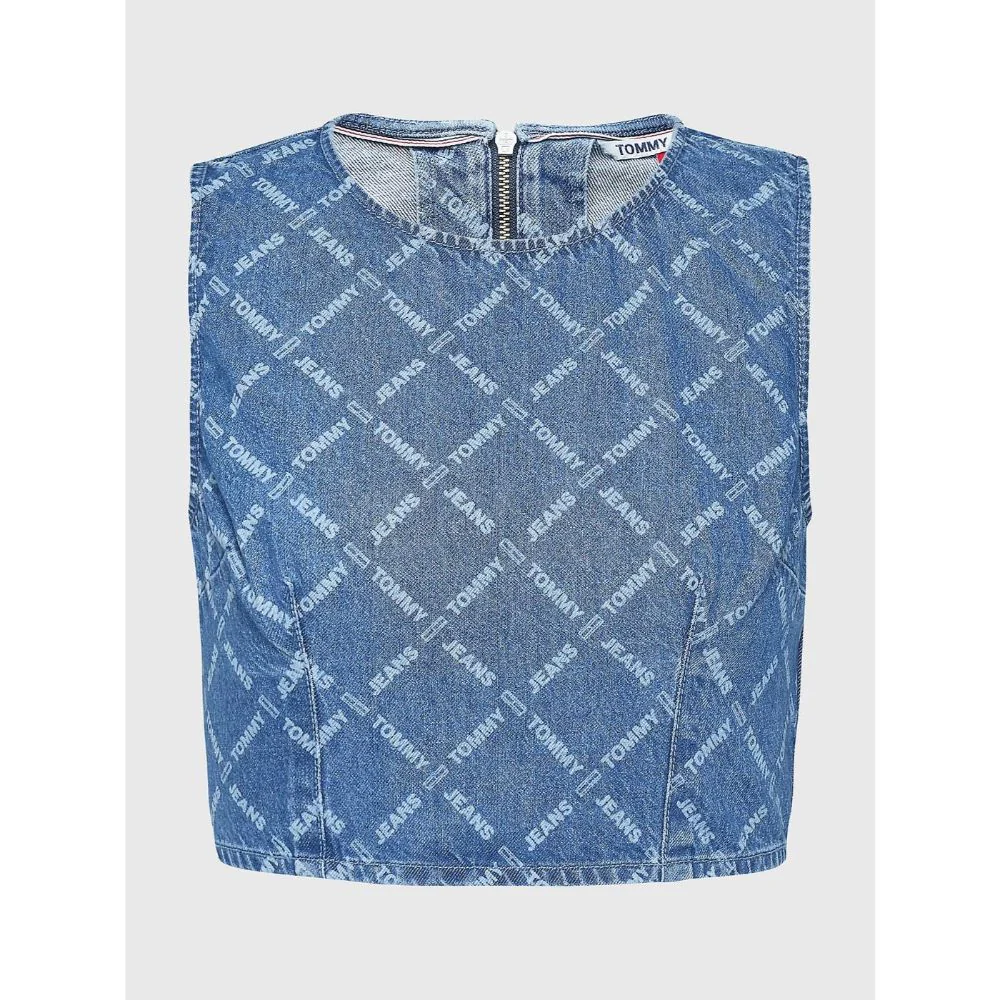 Tommy Hilfiger Jeans - Monogram Denim Crop Top - Image 2