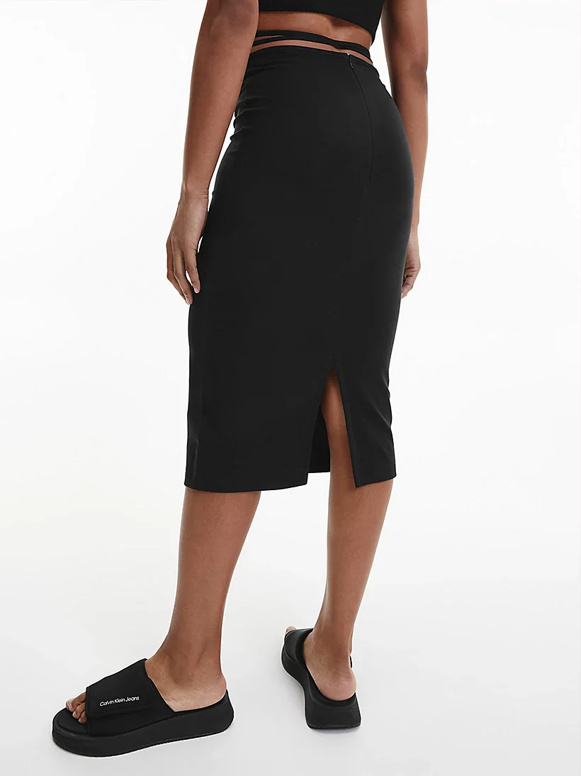 Calvin Klein Jeans - tie waist jersey midi skirt - women - Image 3