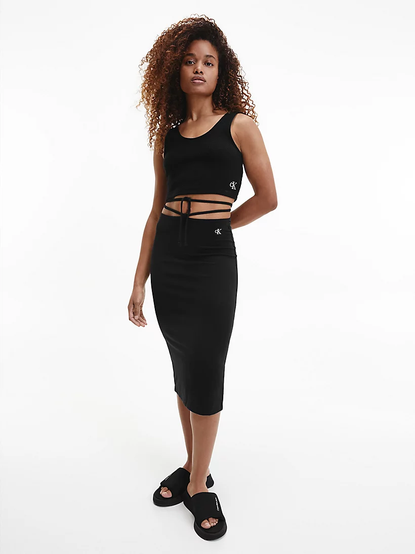 Calvin Klein Jeans - tie waist jersey midi skirt - women - Image 4