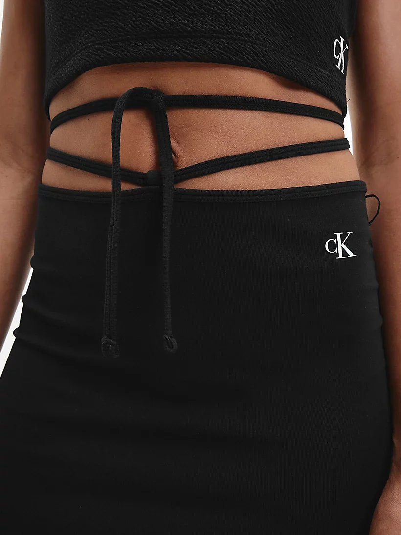 Calvin Klein Jeans - tie waist jersey midi skirt - women - Image 5