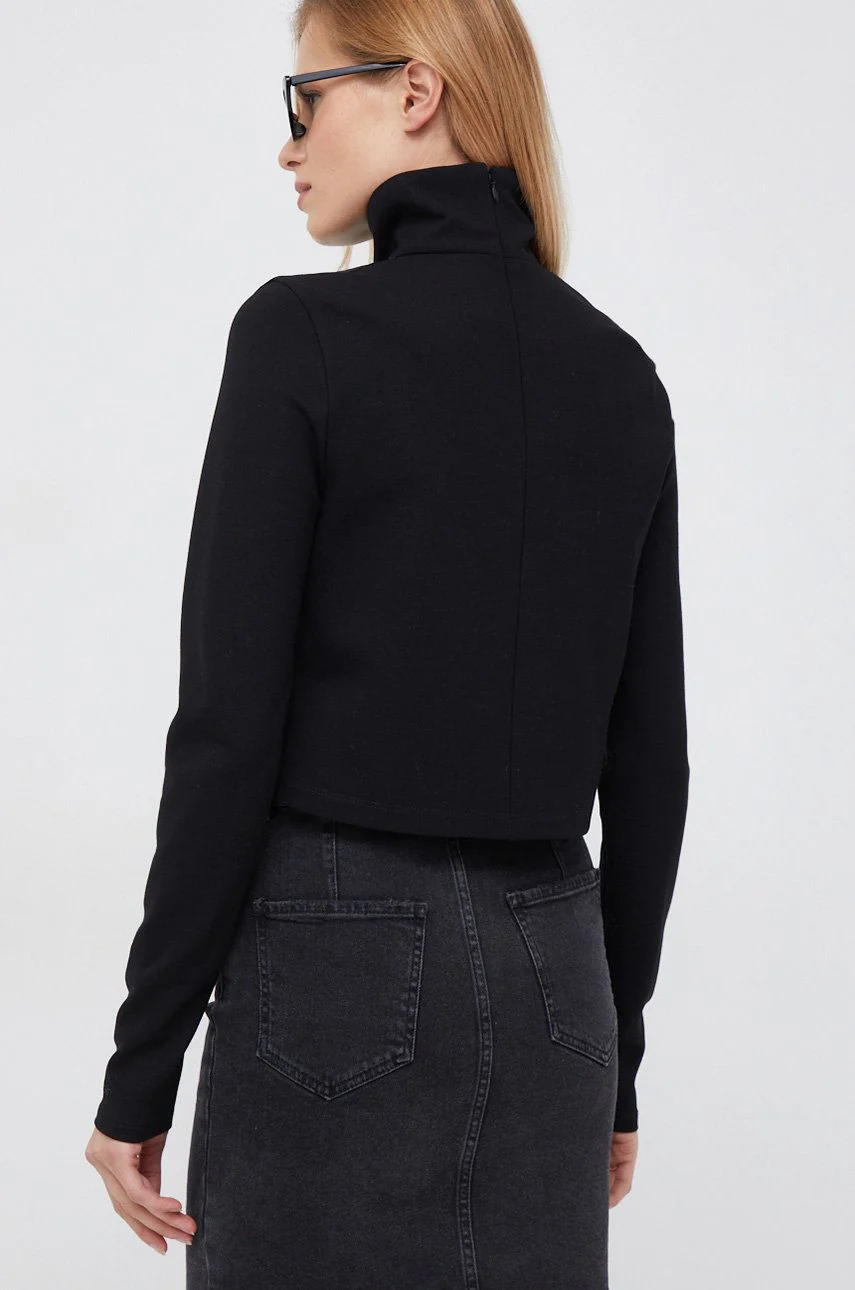 Calvin Klein - Leather Mix Media Mock Neck Top - Image 2