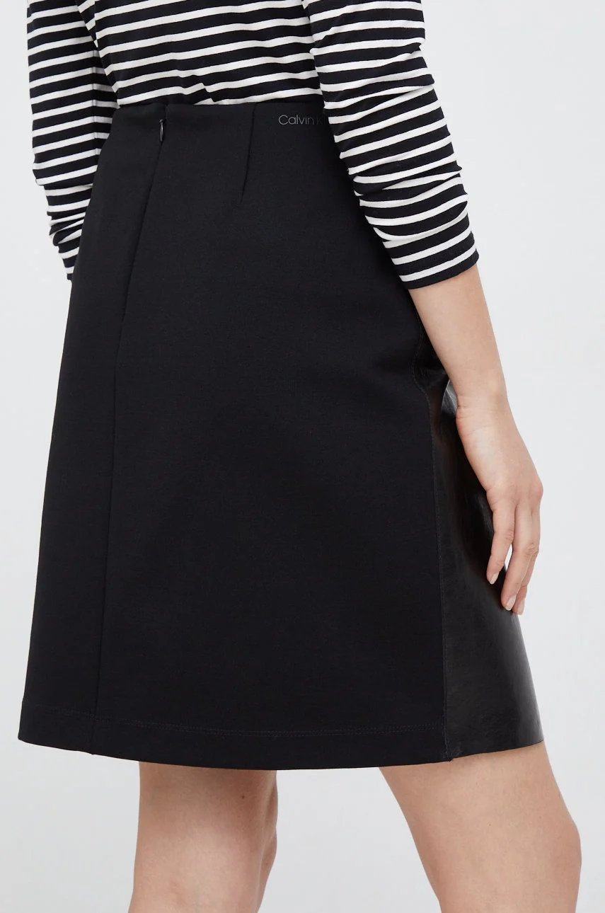 Calvin Klein - Leather Mix Media Skirt - Image 2