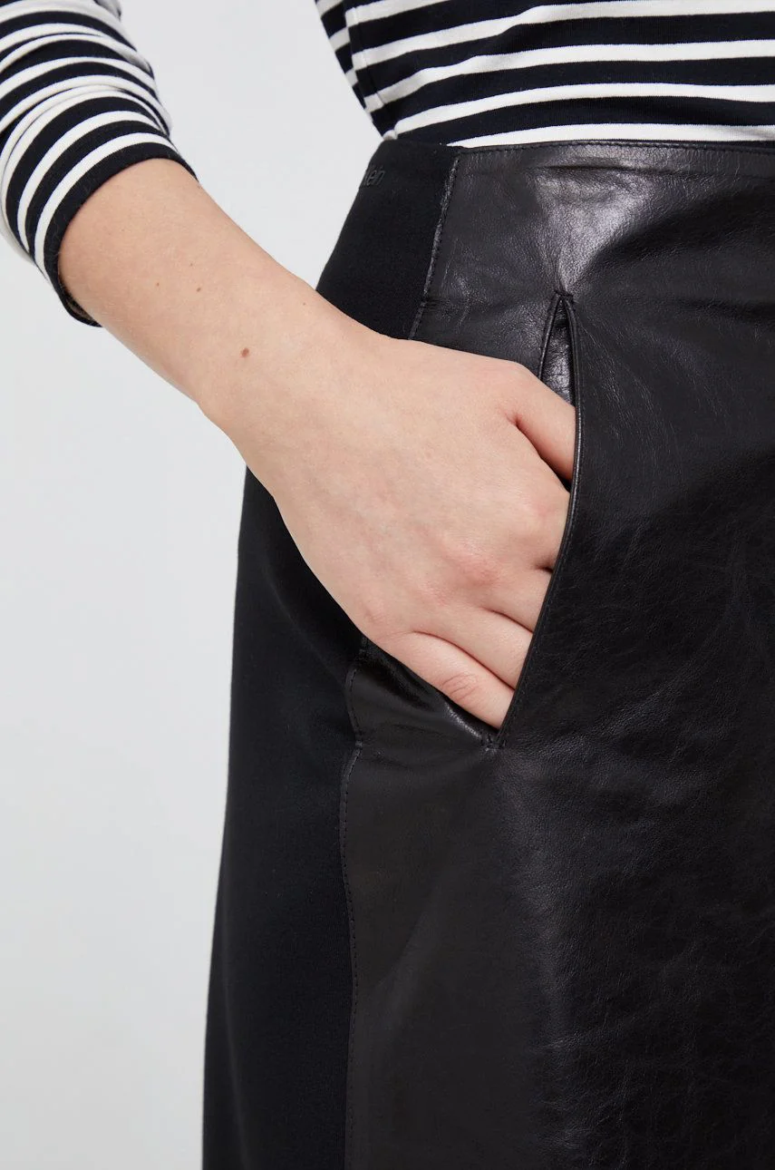 Calvin Klein - Leather Mix Media Skirt - Image 5
