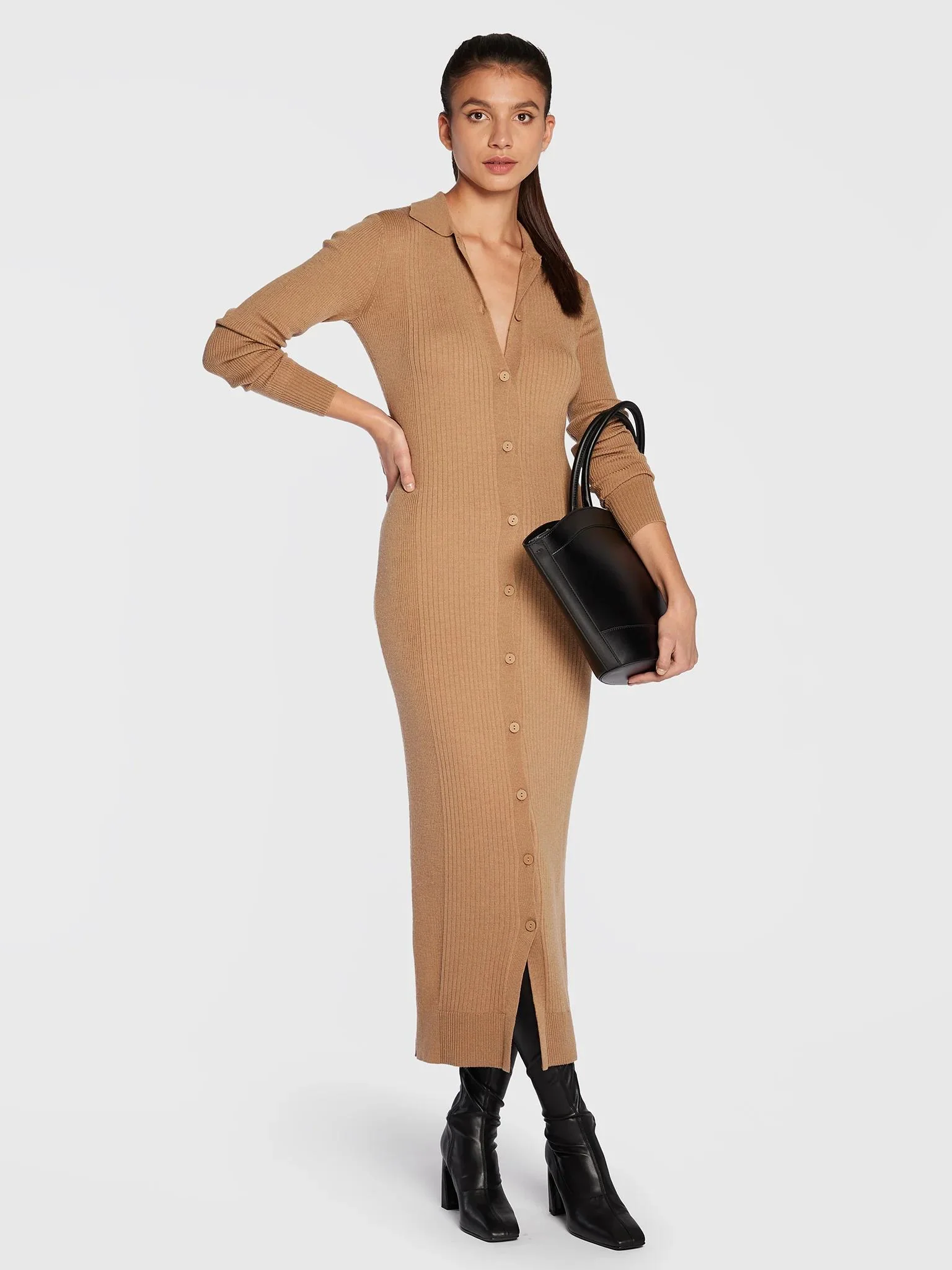 Calvin Klein - Wool Lyocell Ribbed Dress - Image 3