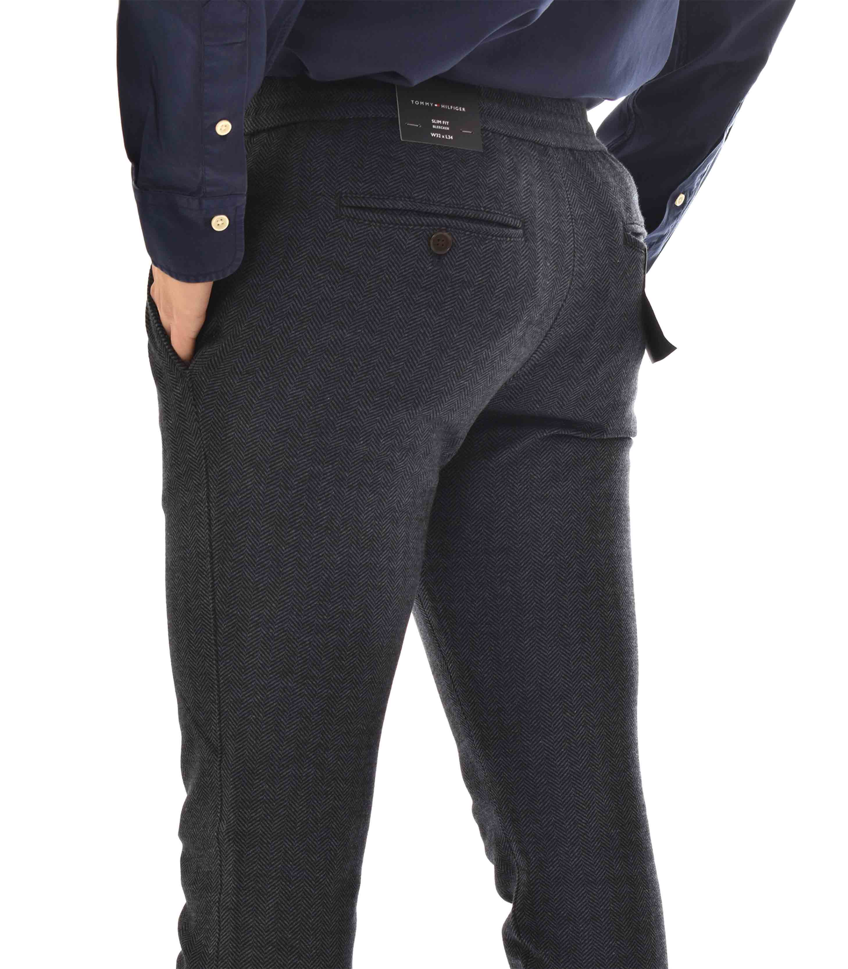 Tommy Hilfiger - Men's Herringbone Slim Fit Pull-On Trousers - Image 5