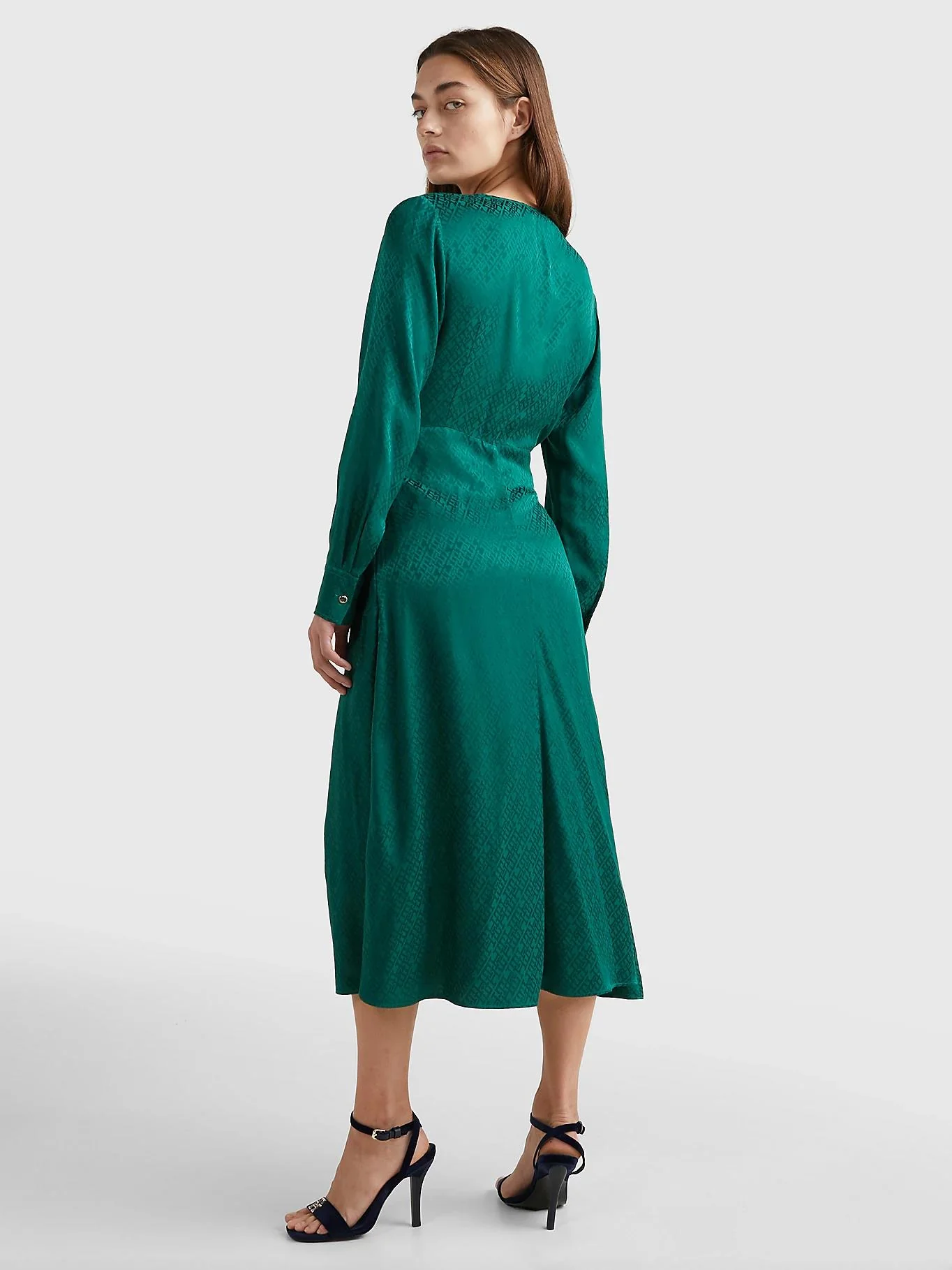 Tommy hilfiger - viscose monogram jacquard wrap midi dress regular fit - women - women - Image 3