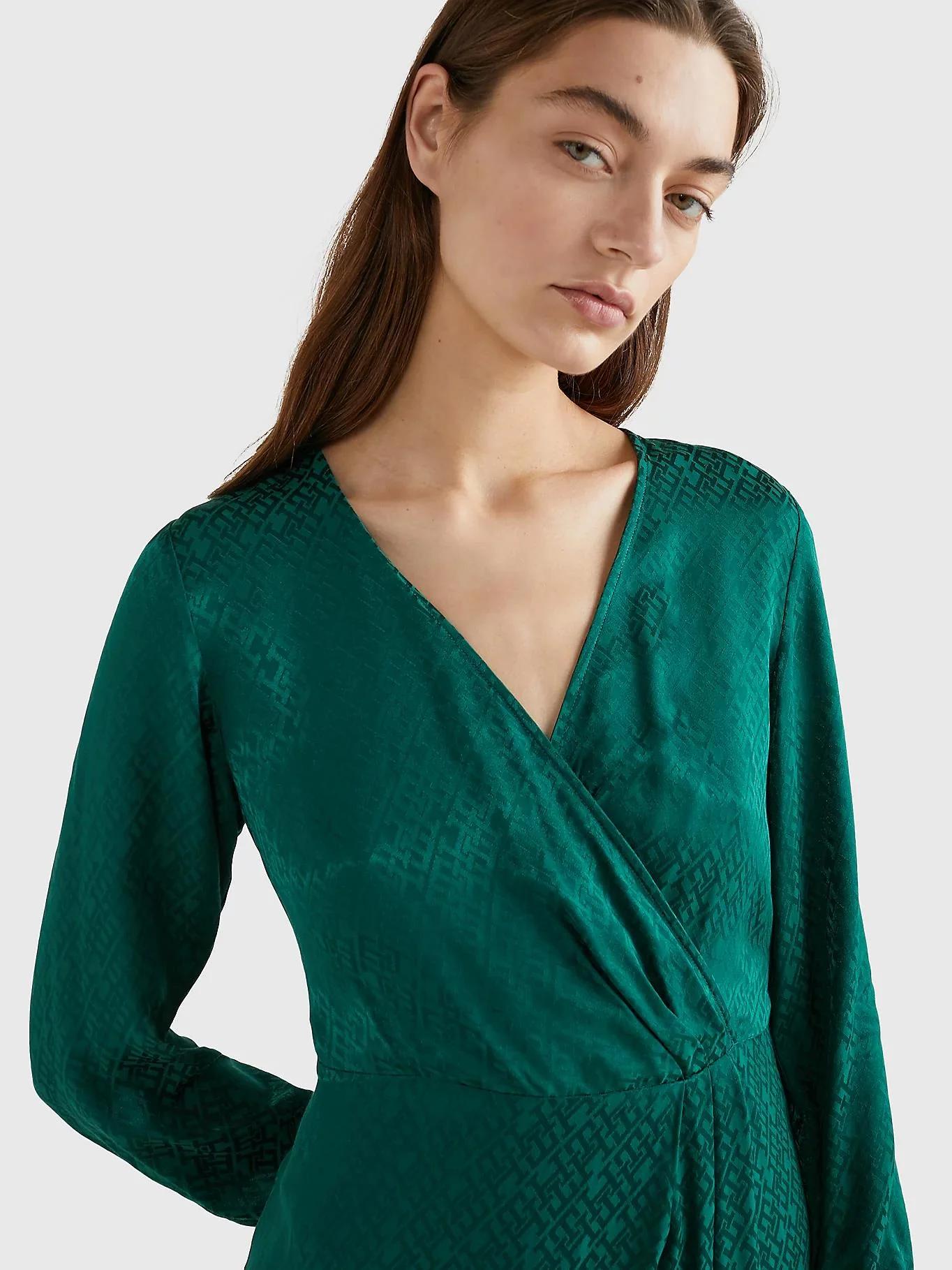 Tommy hilfiger - viscose monogram jacquard wrap midi dress regular fit - women - women - Image 5