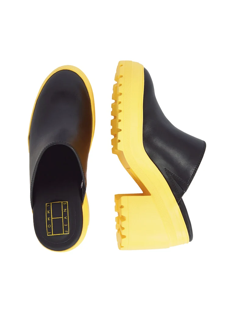 Tommy Hilfiger Jeans - Colour - Blocked Block Heel Leather Mules - Image 3