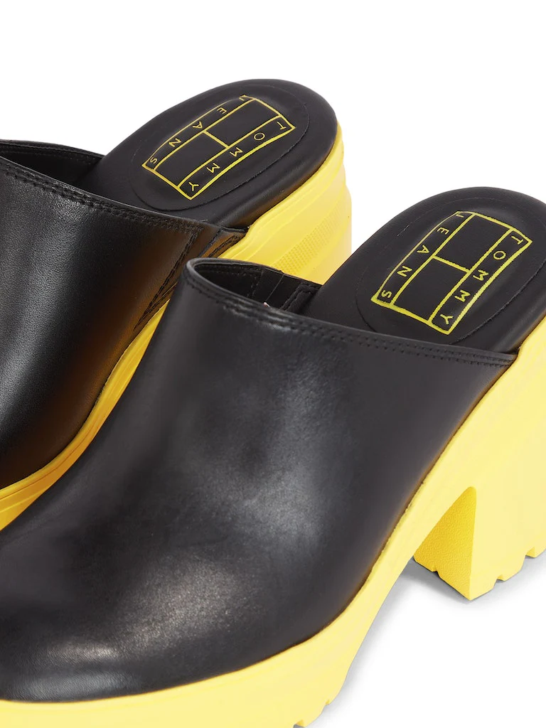 Tommy Hilfiger Jeans - Colour - Blocked Block Heel Leather Mules - Image 4