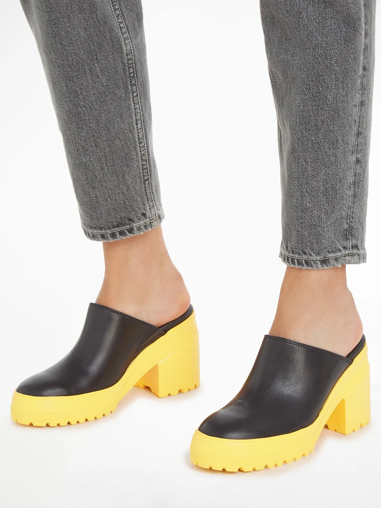 Tommy Hilfiger Jeans - Colour - Blocked Block Heel Leather Mules - Image 6