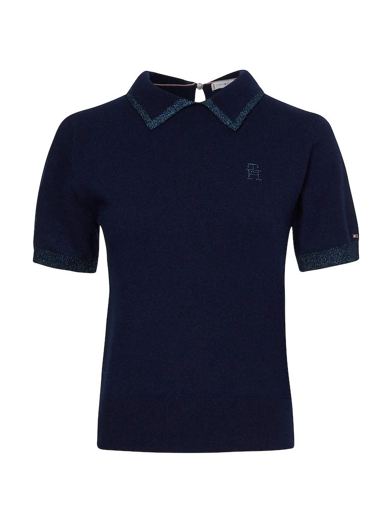 Tommy Hilfiger - Metallic Short Sleeve Slim Polo Jumper - Image 2