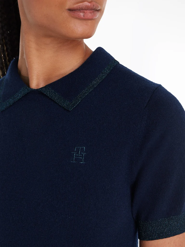 Tommy Hilfiger - Metallic Short Sleeve Slim Polo Jumper - Image 3