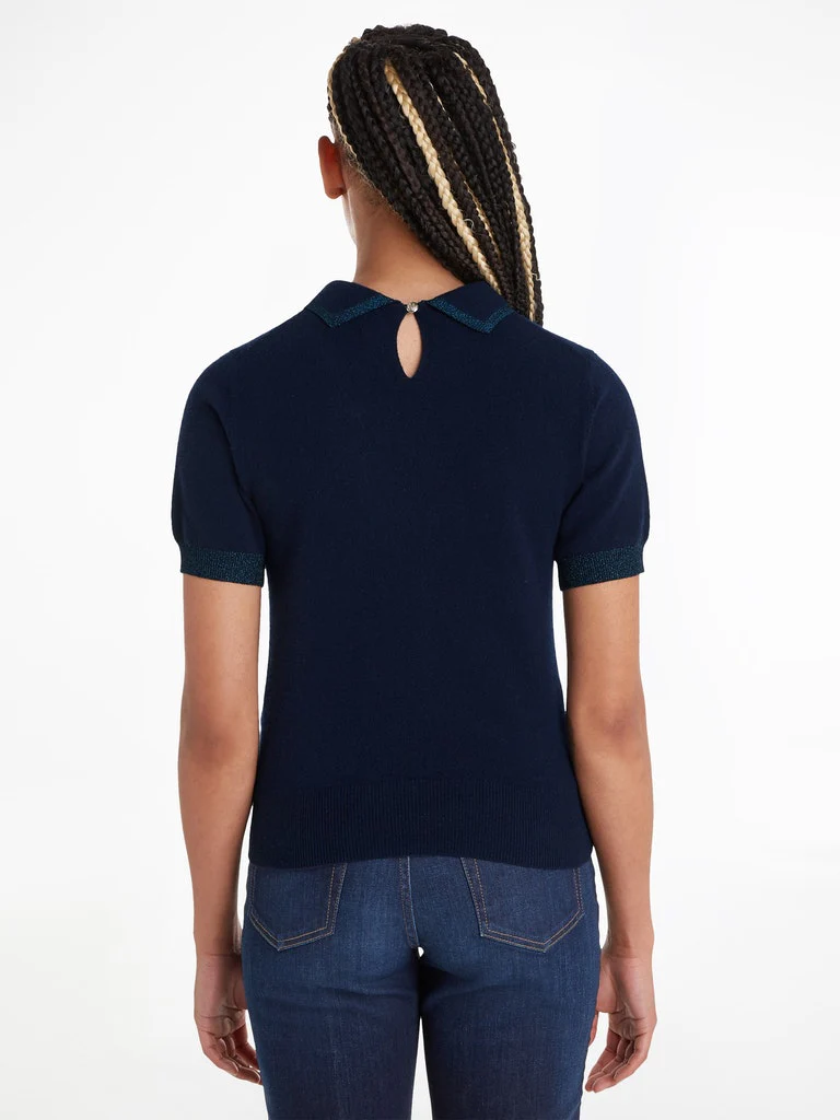 Tommy Hilfiger - Metallic Short Sleeve Slim Polo Jumper - Image 5