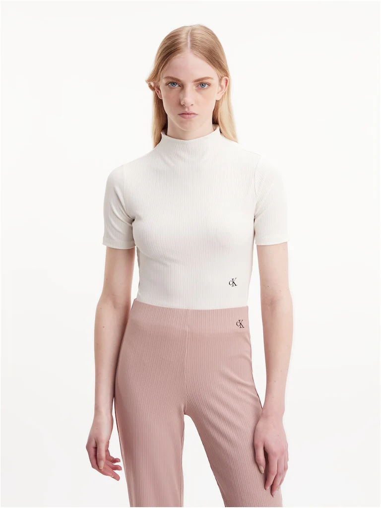 Calvin Klein Jeans - Shiny Rib High Neck Short Sleeve Tshirt Slim Fit - Image 11