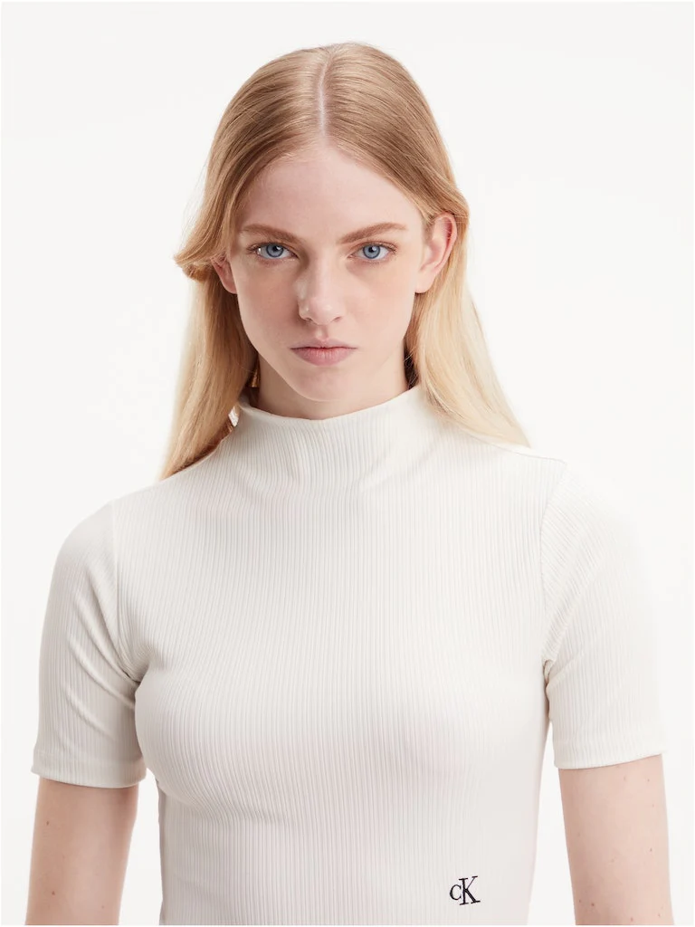 Calvin Klein Jeans - Shiny Rib High Neck Short Sleeve Tshirt Slim Fit - Image 13