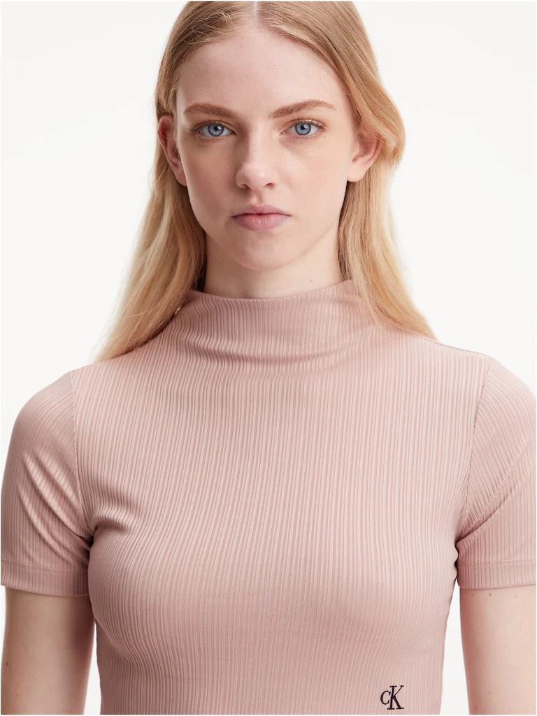 Calvin Klein Jeans - Shiny Rib High Neck Short Sleeve Tshirt Slim Fit - Image 9