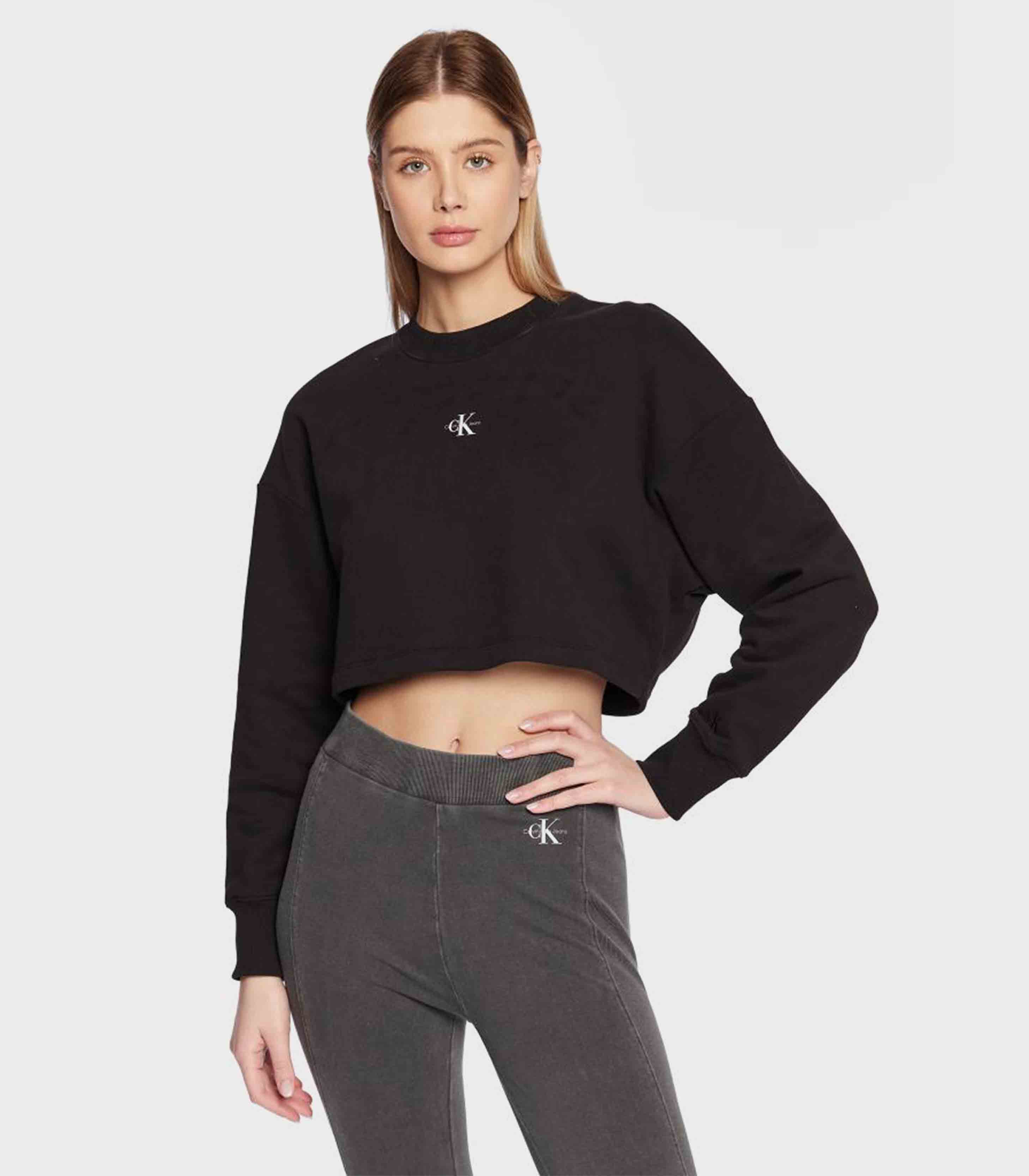 Calvin Klein Jeans - Open Back Crew Neck Cropped Sweatshirt - Image 2