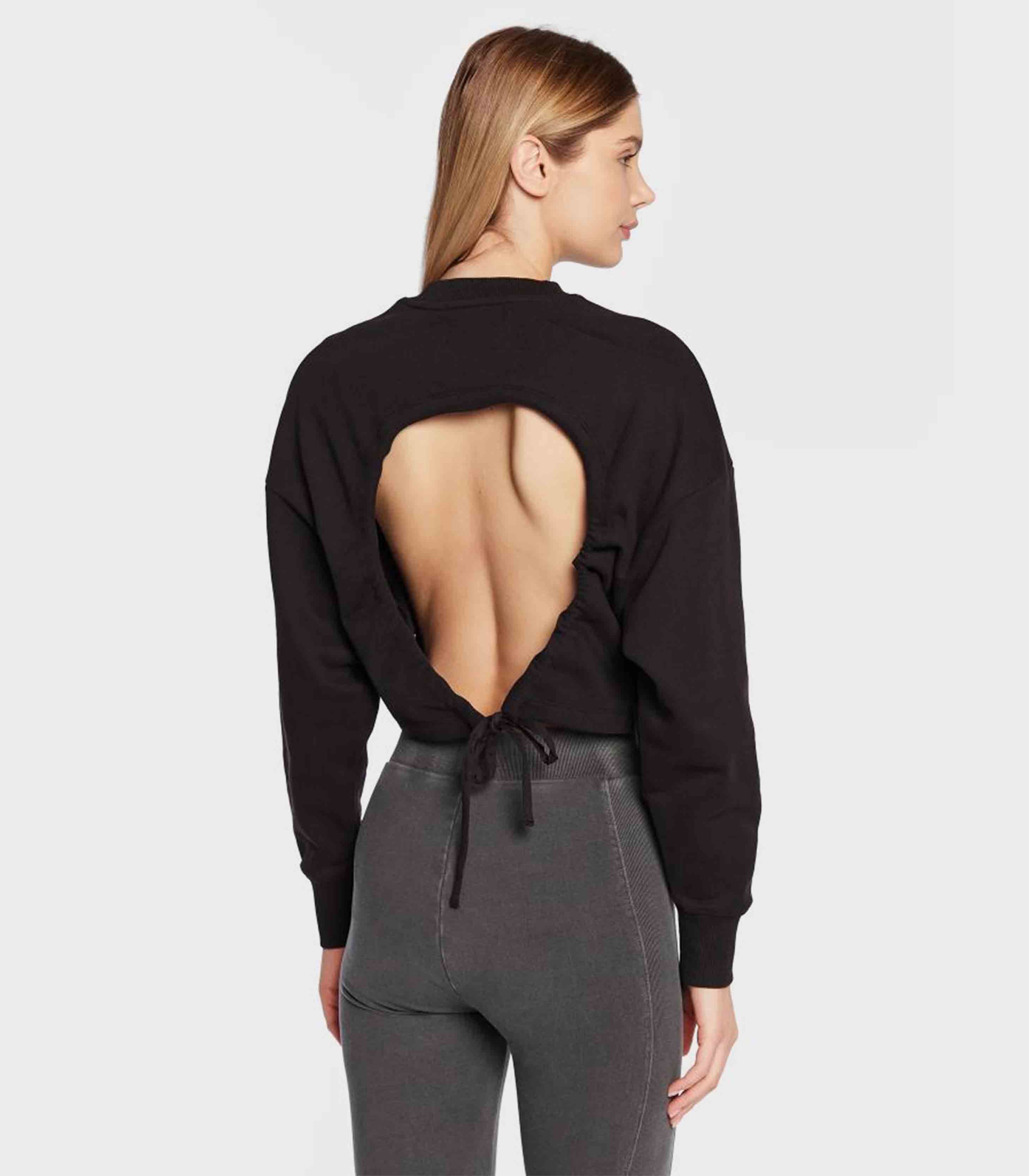 Calvin Klein Jeans - Open Back Crew Neck Cropped Sweatshirt - Image 3