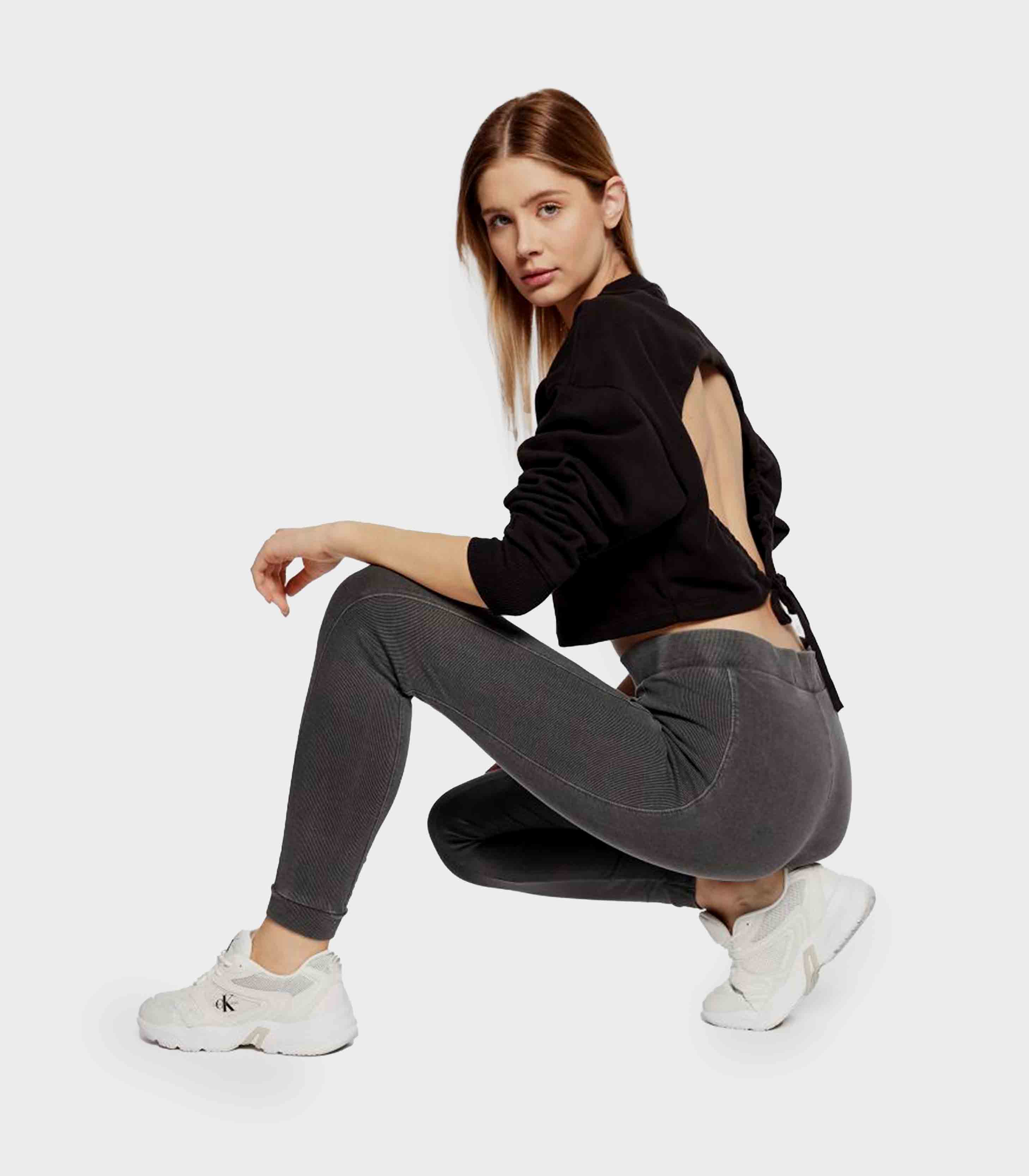 Calvin Klein Jeans - Open Back Crew Neck Cropped Sweatshirt - Image 4
