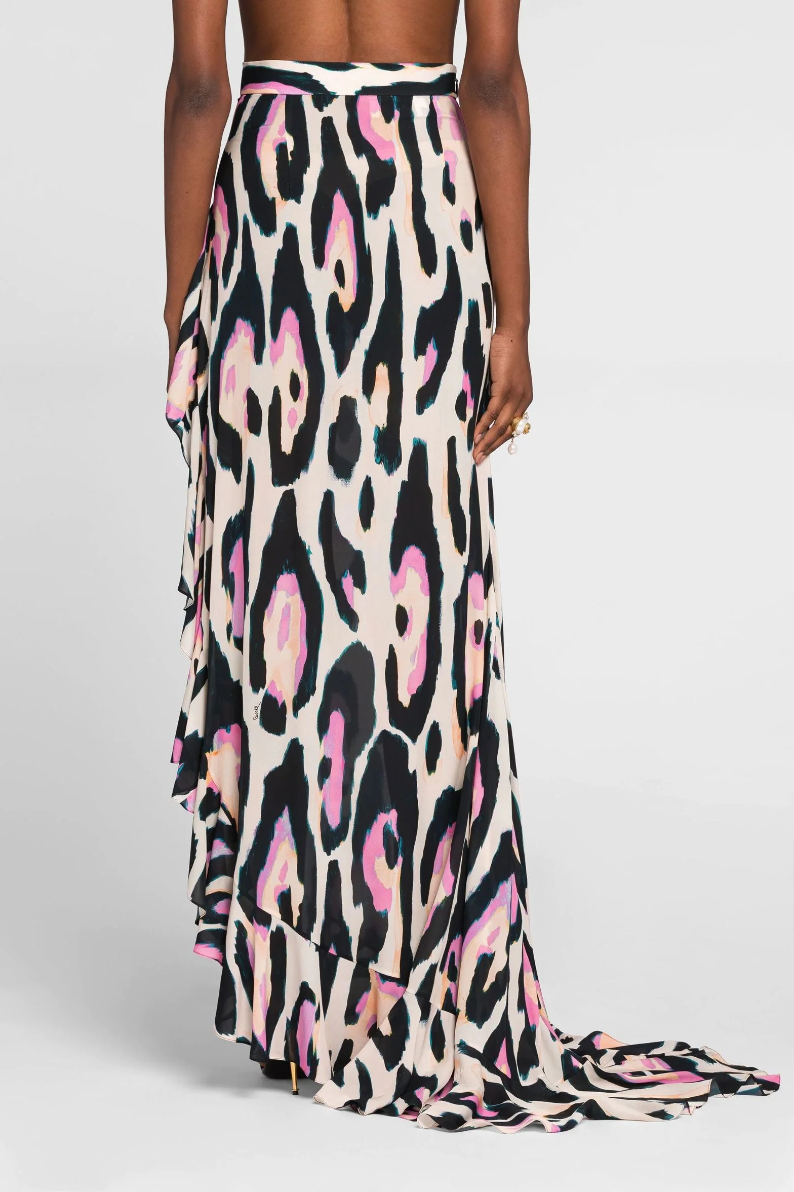 Roberto Cavalli - High Waist Leopard-Print Asymmetric Skirt With Side Split - Image 3