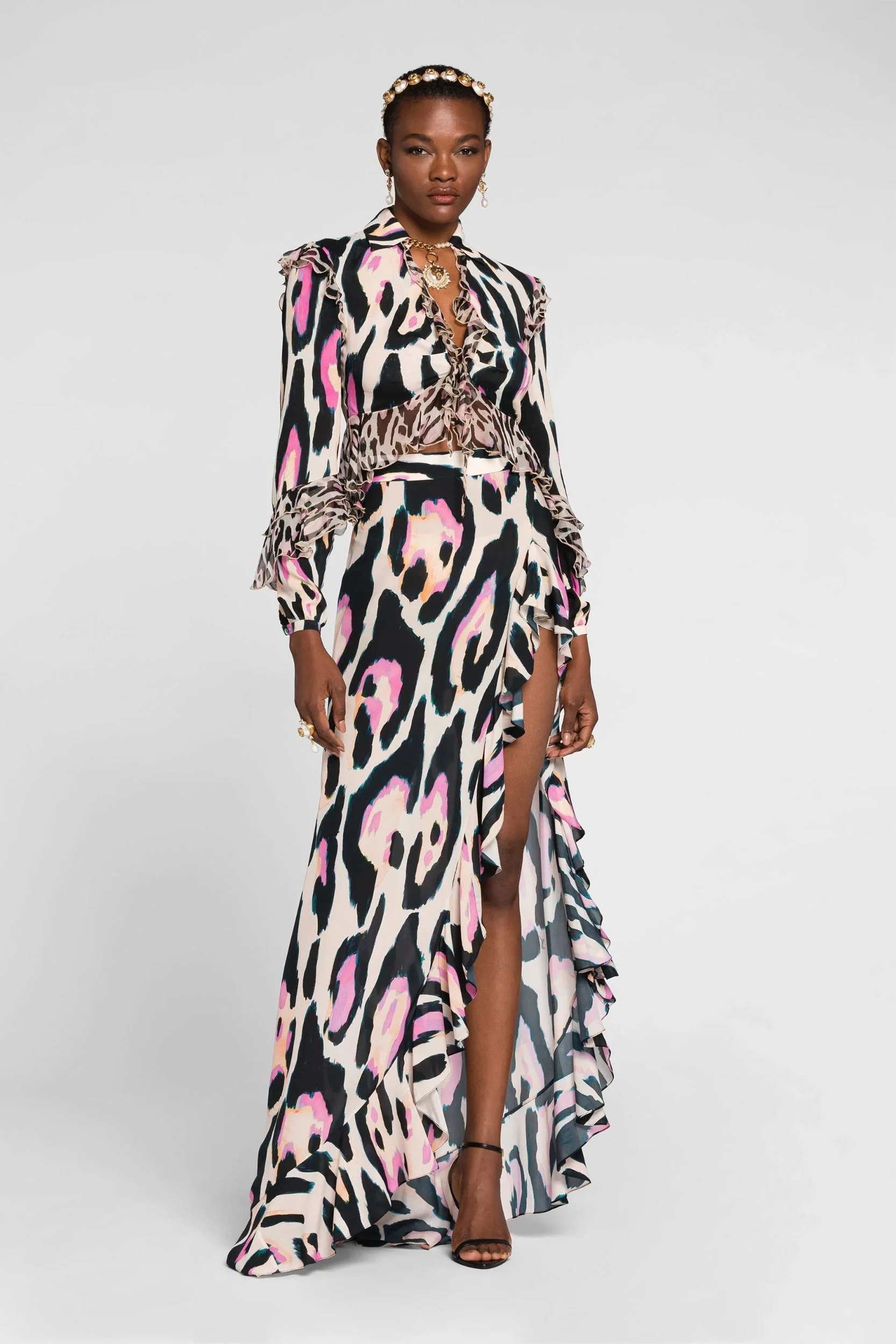 Roberto Cavalli - High Waist Leopard-Print Asymmetric Skirt With Side Split - Image 5