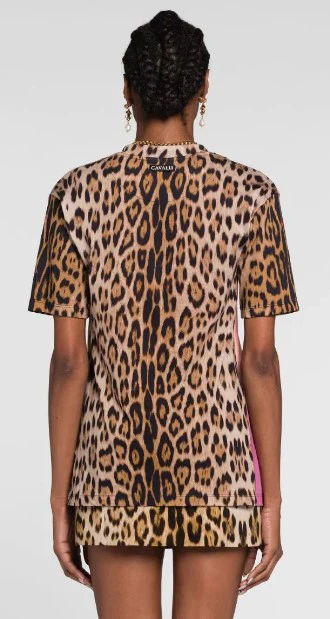 Roberto Cavalli -  Leopard-Print Tie-Dye Panelled T-Shirt - Image 3