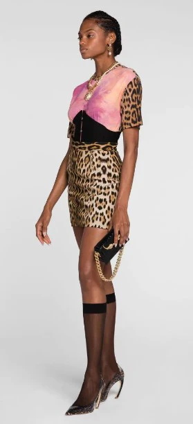 Roberto Cavalli -  Leopard-Print Tie-Dye Panelled T-Shirt - Image 4