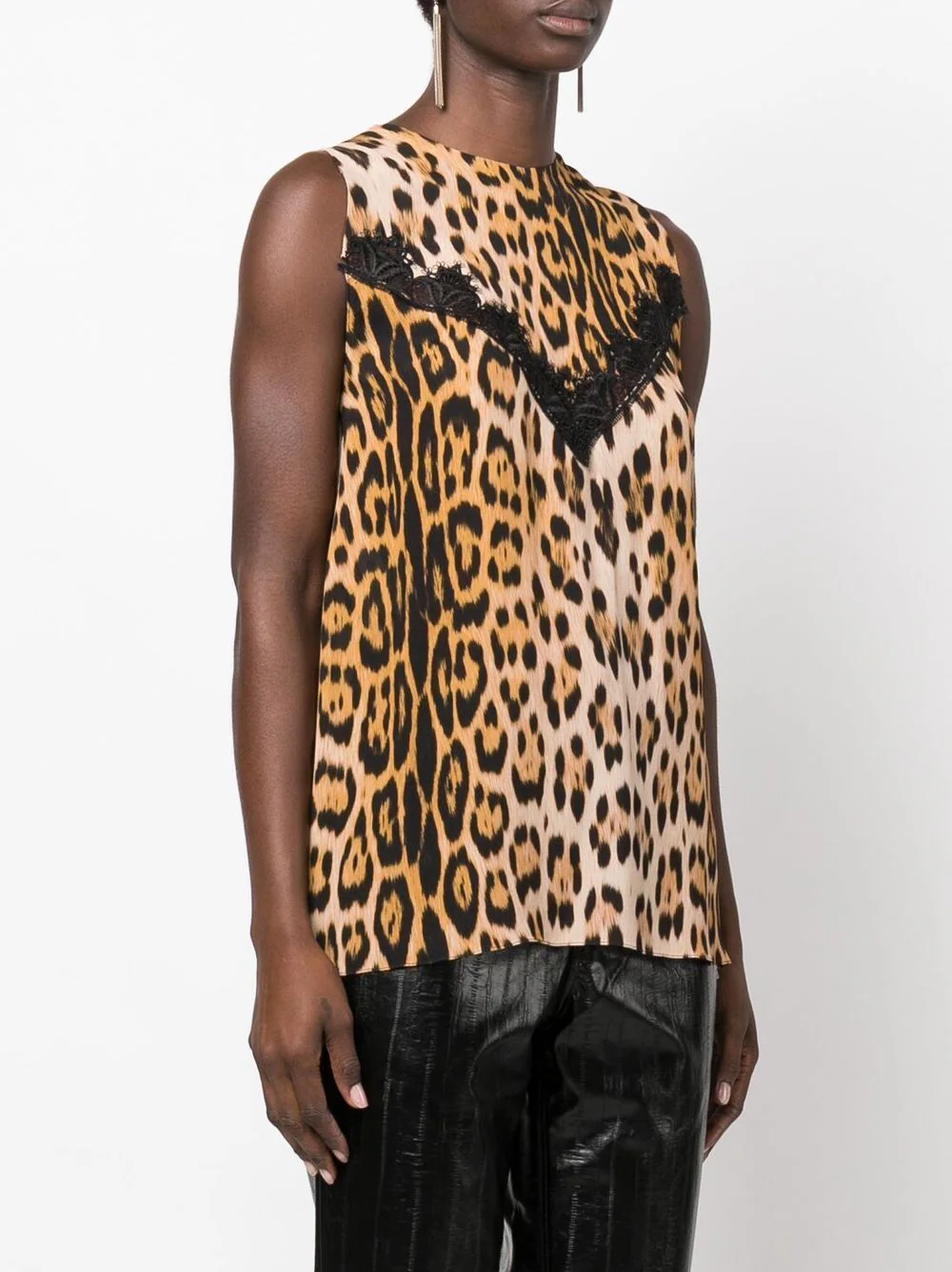 Roberto Cavalli - Leopard Print Lace-Trim Blouse - Image 4