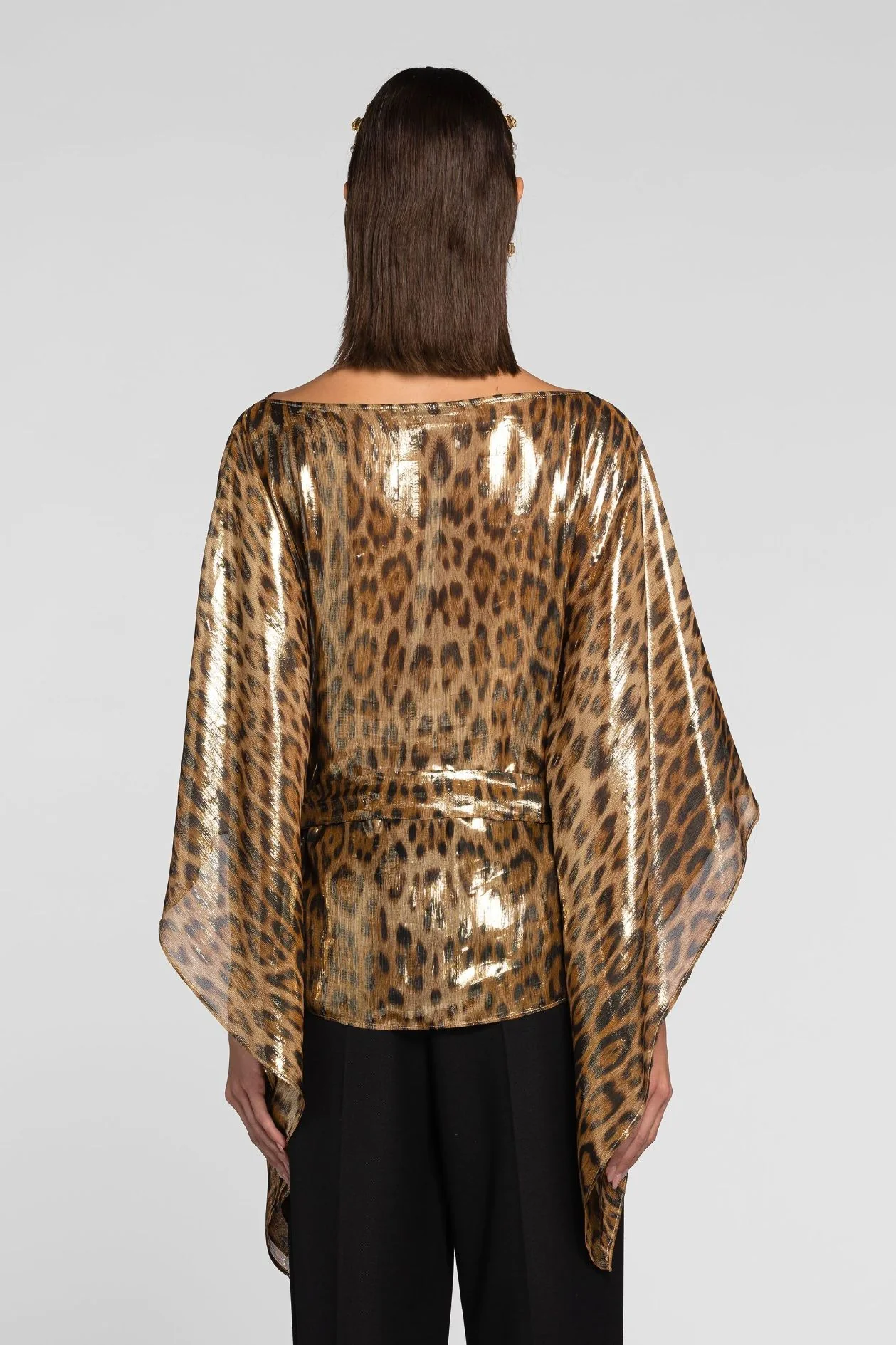 Roberto Cavalli - Leopard-Print Draped Kaftan Blouse - Image 3