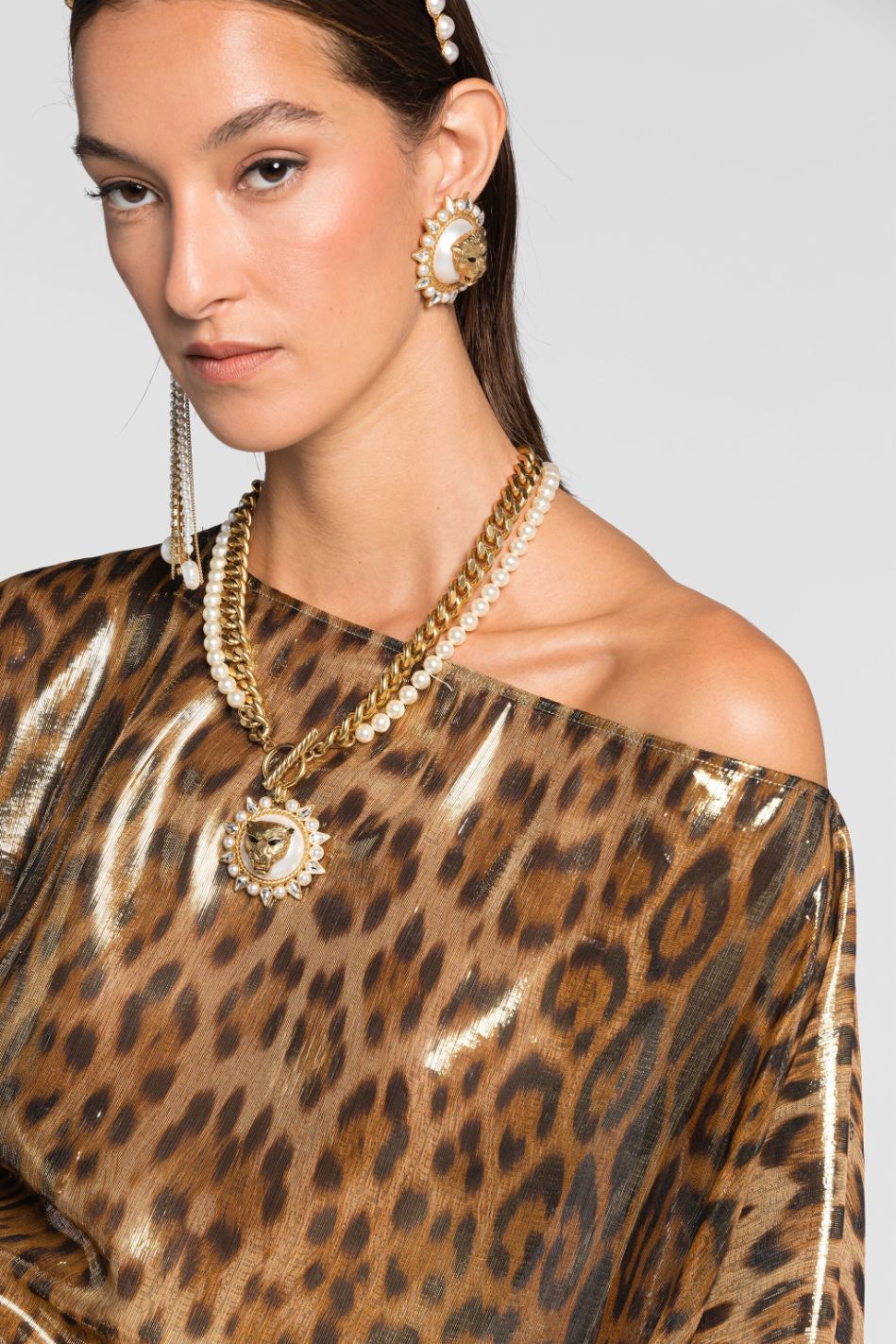 Roberto Cavalli - Leopard-Print Draped Kaftan Blouse - Image 4