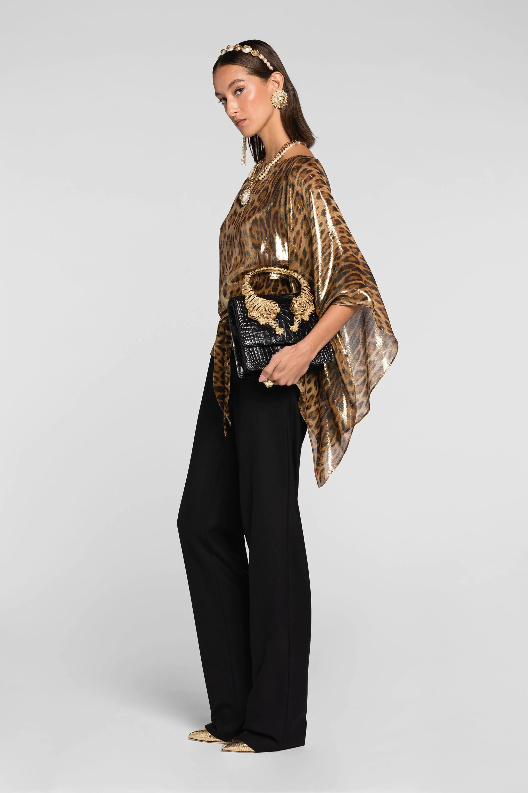 Roberto Cavalli - Leopard-Print Draped Kaftan Blouse - Image 5