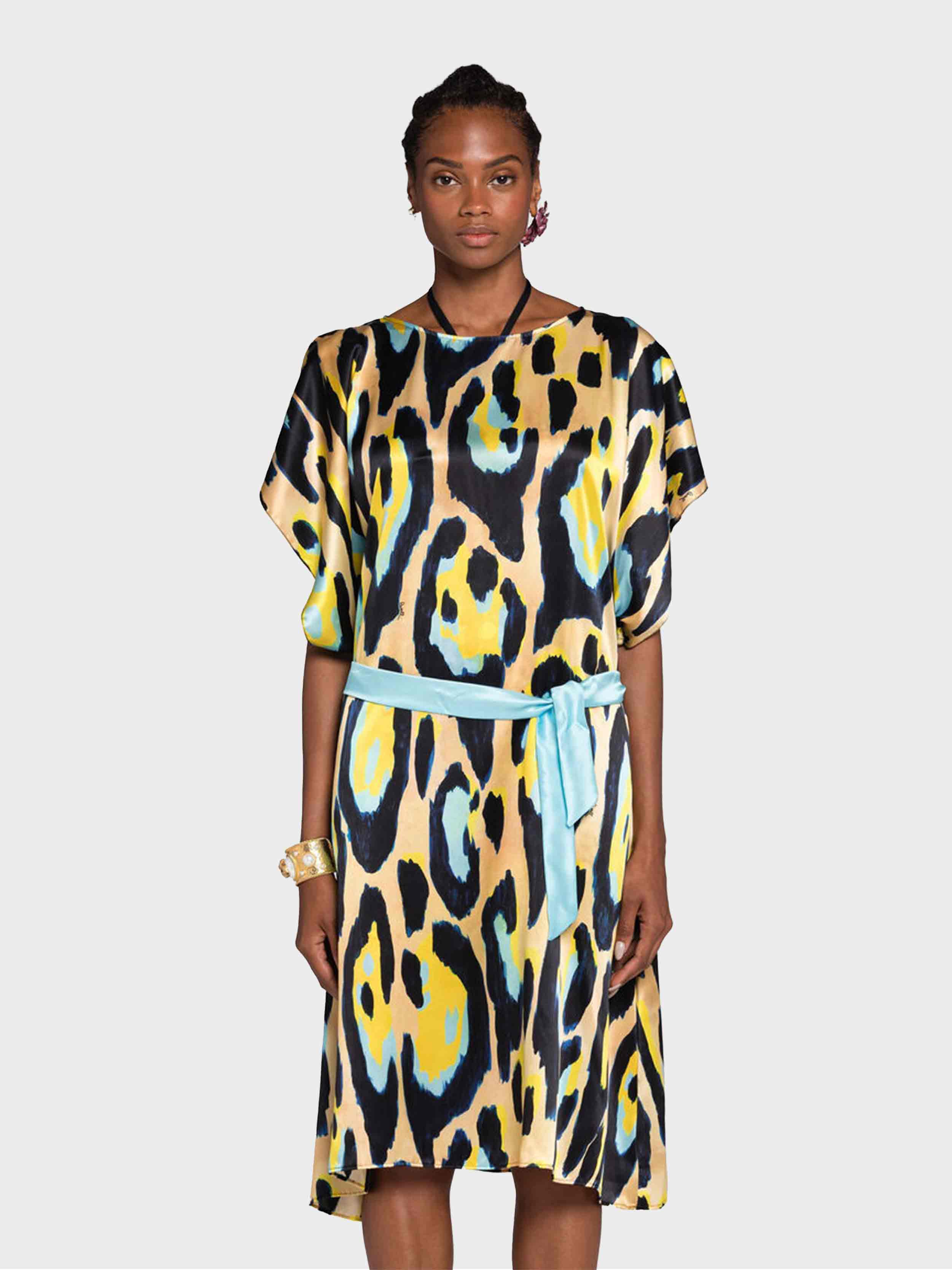 Roberto Cavalli - Women's Jaguar Print Silk Kaftan Dress - Image 7