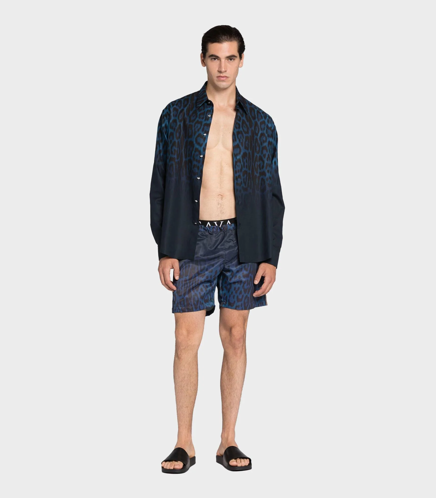 Roberto Cavalli - Swimsuit Boxer -Leopard Print Logo-Waistband Swim Shorts - Image 5