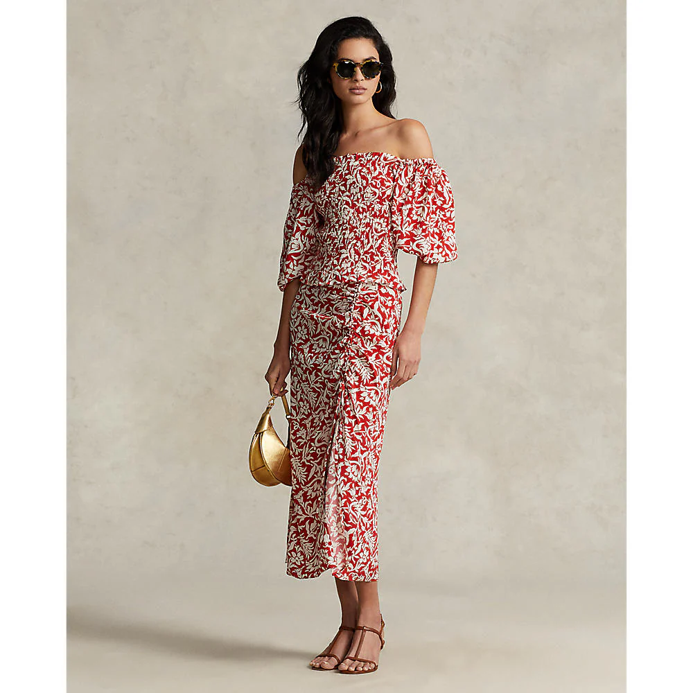 Polo Ralph Lauren - Floral Blouson-Sleeve Smocked Crepe Top - Image 5