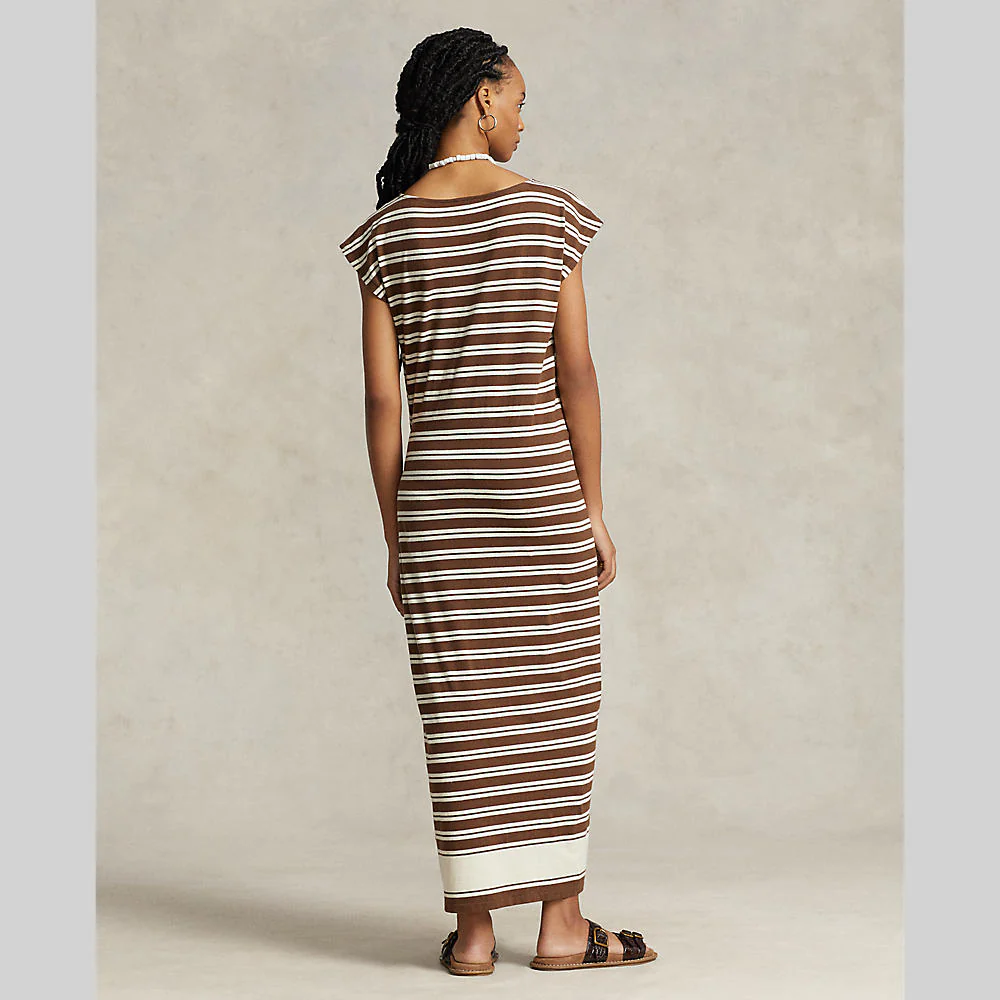 Polo Ralph Lauren - Stripped Wrapped Short Sleeve Dress - Image 3