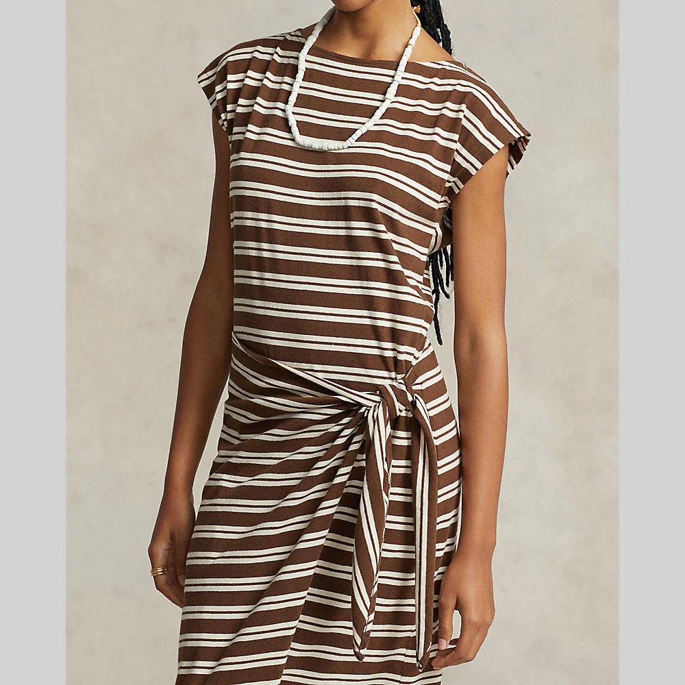Polo Ralph Lauren - Stripped Wrapped Short Sleeve Dress - Image 4