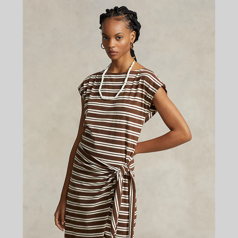 Polo Ralph Lauren - Stripped Wrapped Short Sleeve Dress - Image 5