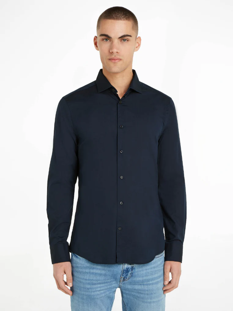 Tommy Hilfiger - Men's Solid Poplin Slim Fit Shirt - Image 4