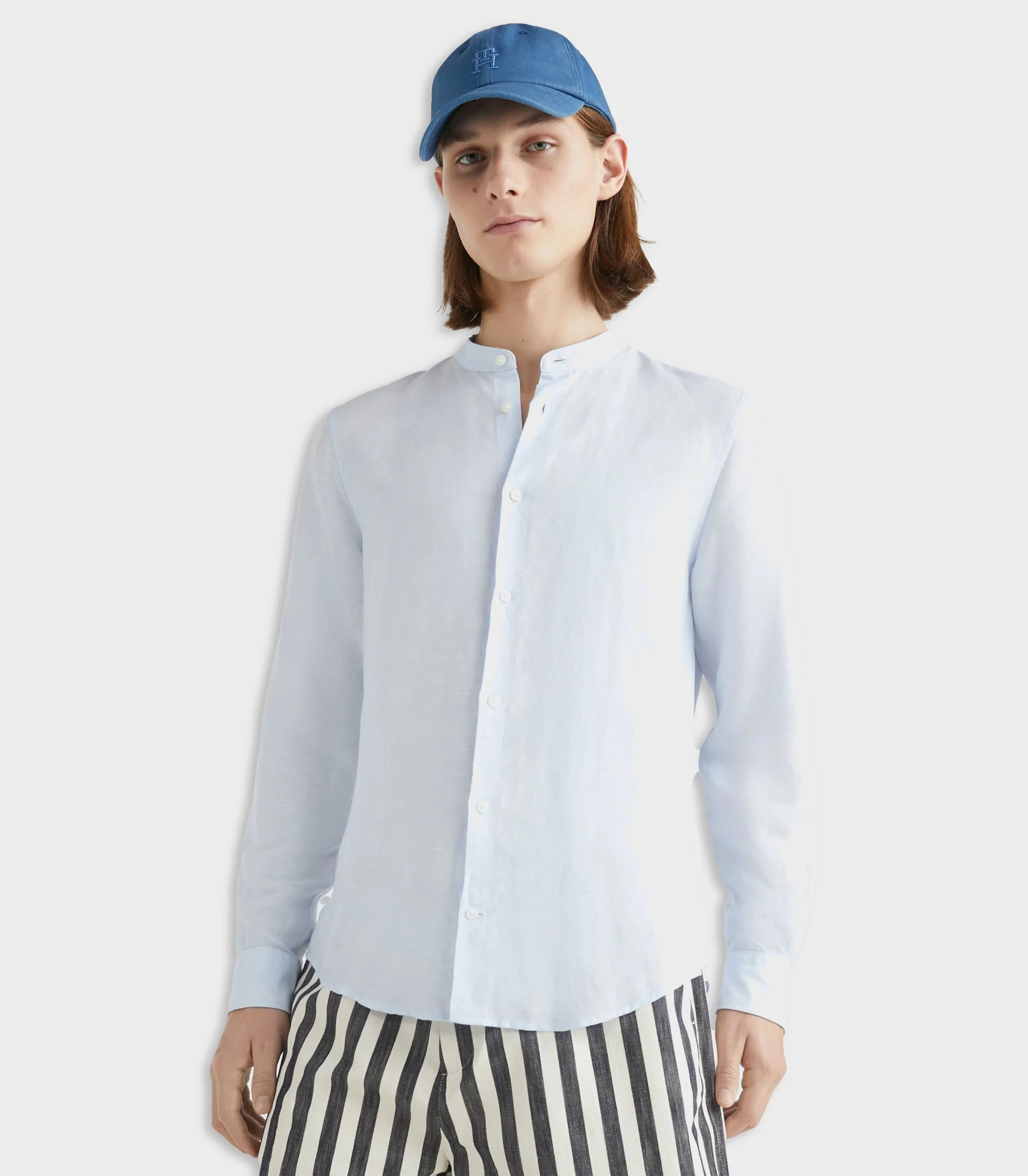 Tommy Hilfiger - Men's Grandad Collar Slim Fit Poplin Shirt - Image 2