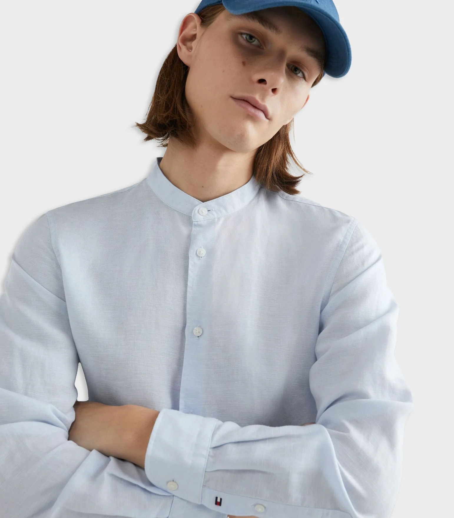 Tommy Hilfiger - Men's Grandad Collar Slim Fit Poplin Shirt - Image 8