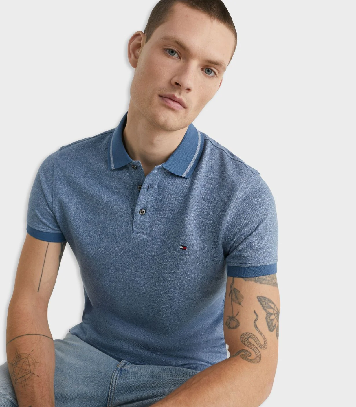 Tommy Hilfiger - Men's Pretwist Mouline Tipped Slim Fit Polo - Image 3