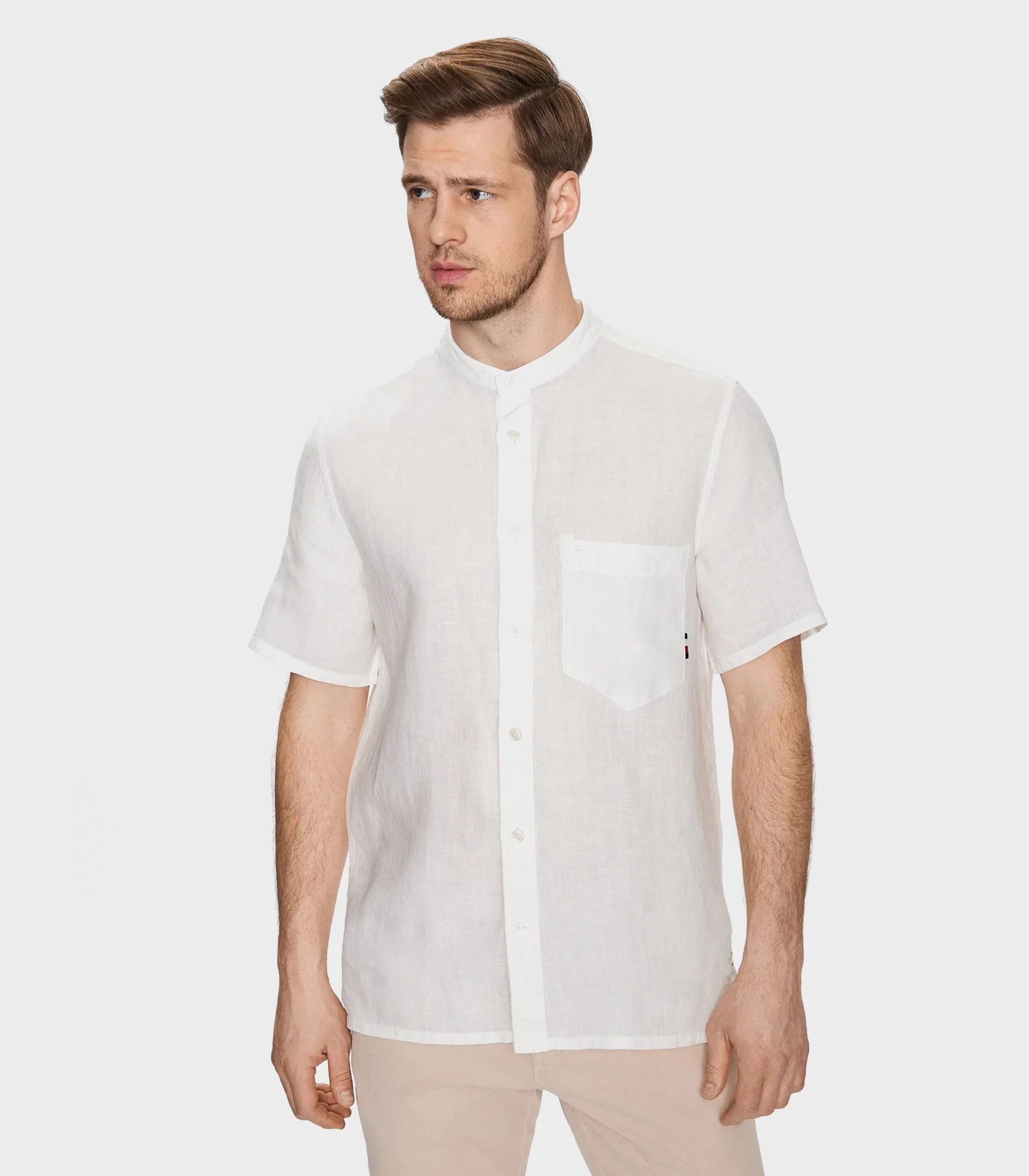 Tommy Hilfiger - Men's Linen Regular Fit Short Sleeve Shirt - Image 4