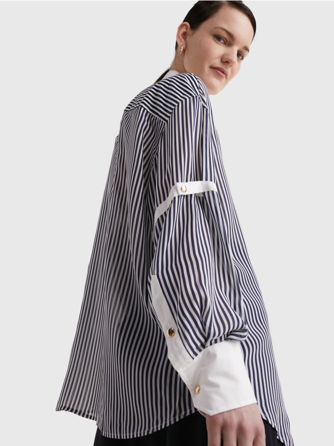 Tommy Hilfiger - Crest Silk Ithaca Stripe Boyfriend Shirt - Image 4