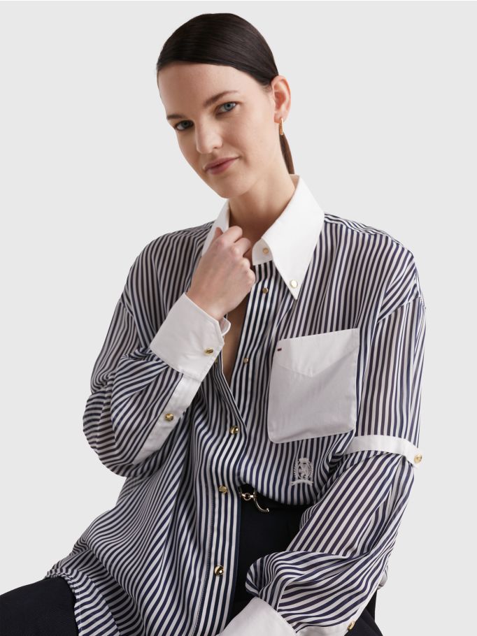 Tommy Hilfiger - Crest Silk Ithaca Stripe Boyfriend Shirt - Image 5