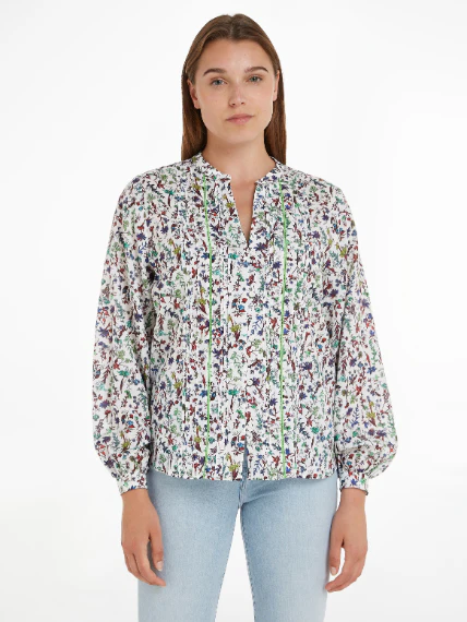 Tommy Hilfiger - Women's Voile Floral V-Neck Shirt Regular Fit - Image 2