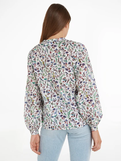 Tommy Hilfiger - Women's Voile Floral V-Neck Shirt Regular Fit - Image 3