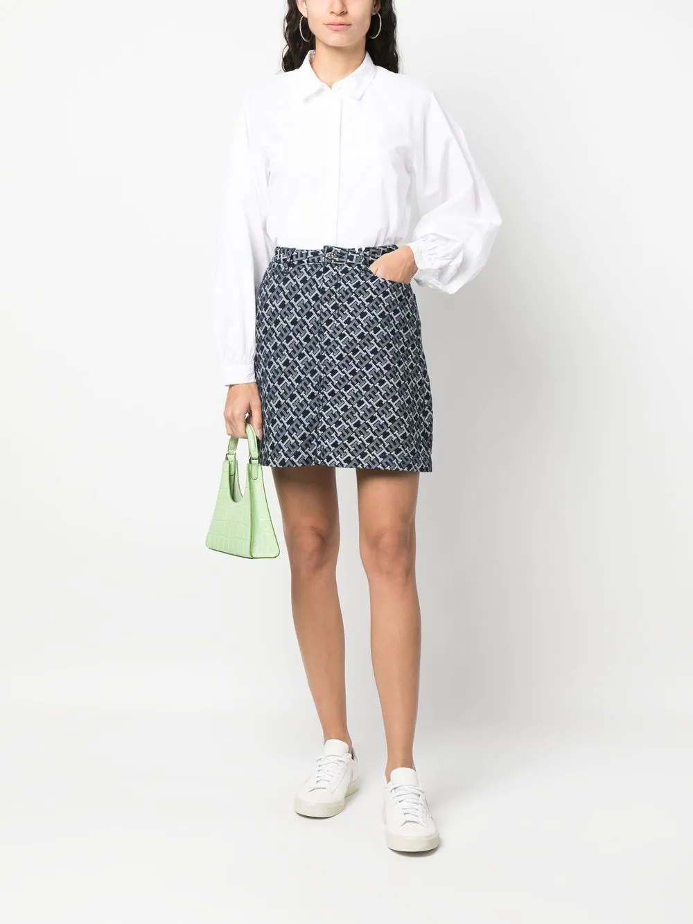 Tommy hilfiger - logo print denim skirt - women - Image 3