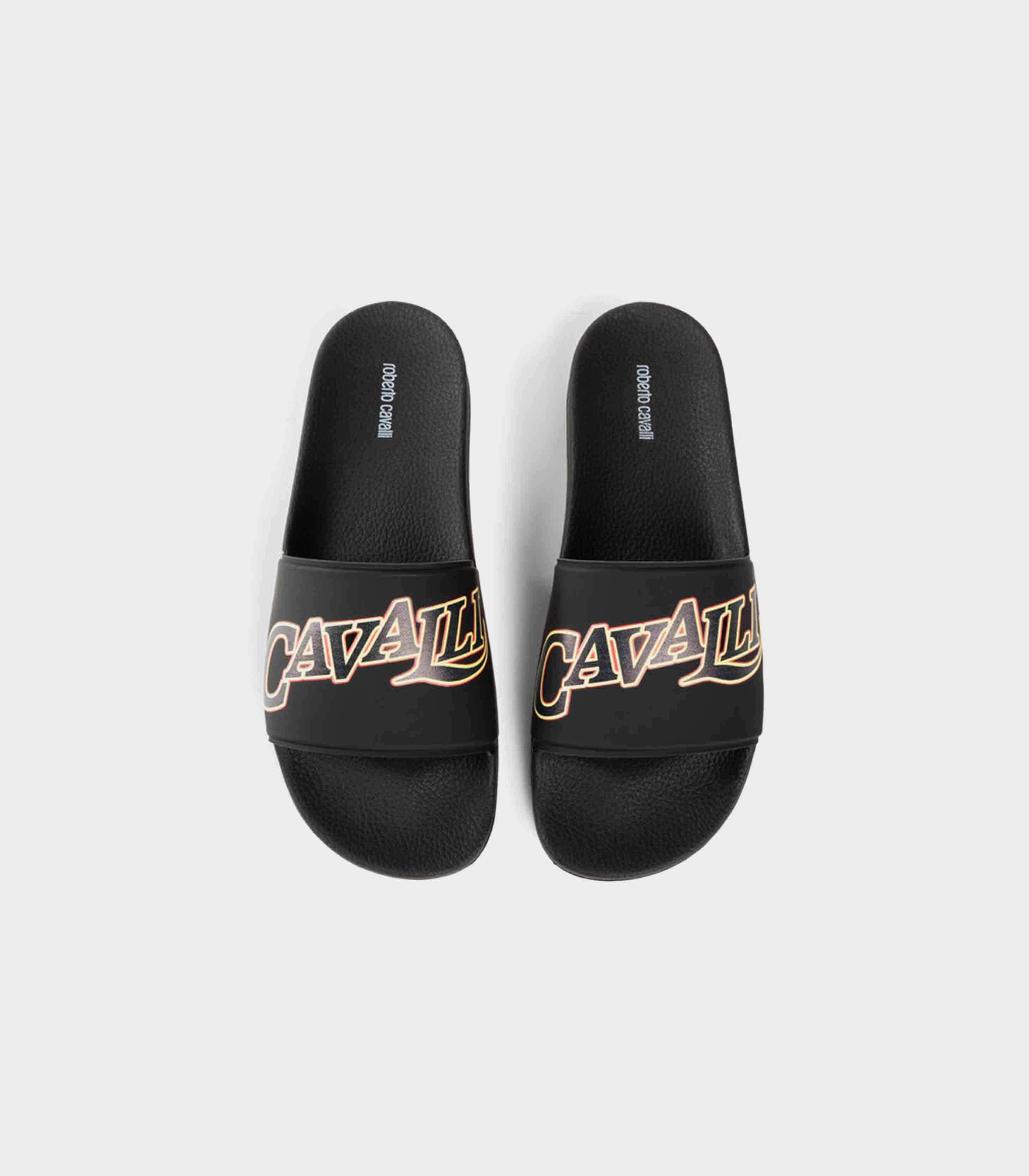 Roberto Cavalli - Men's Logo-Print Slides - Image 4